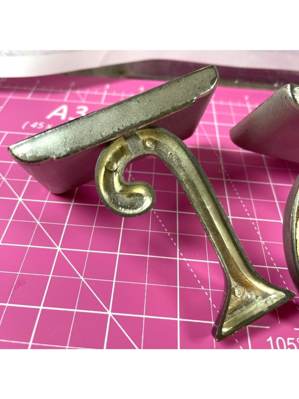 Vintage Pottery Barn Silver JOY Christmas Stocking Holders Weighted Mantel Hooks - Picture 10 of 12